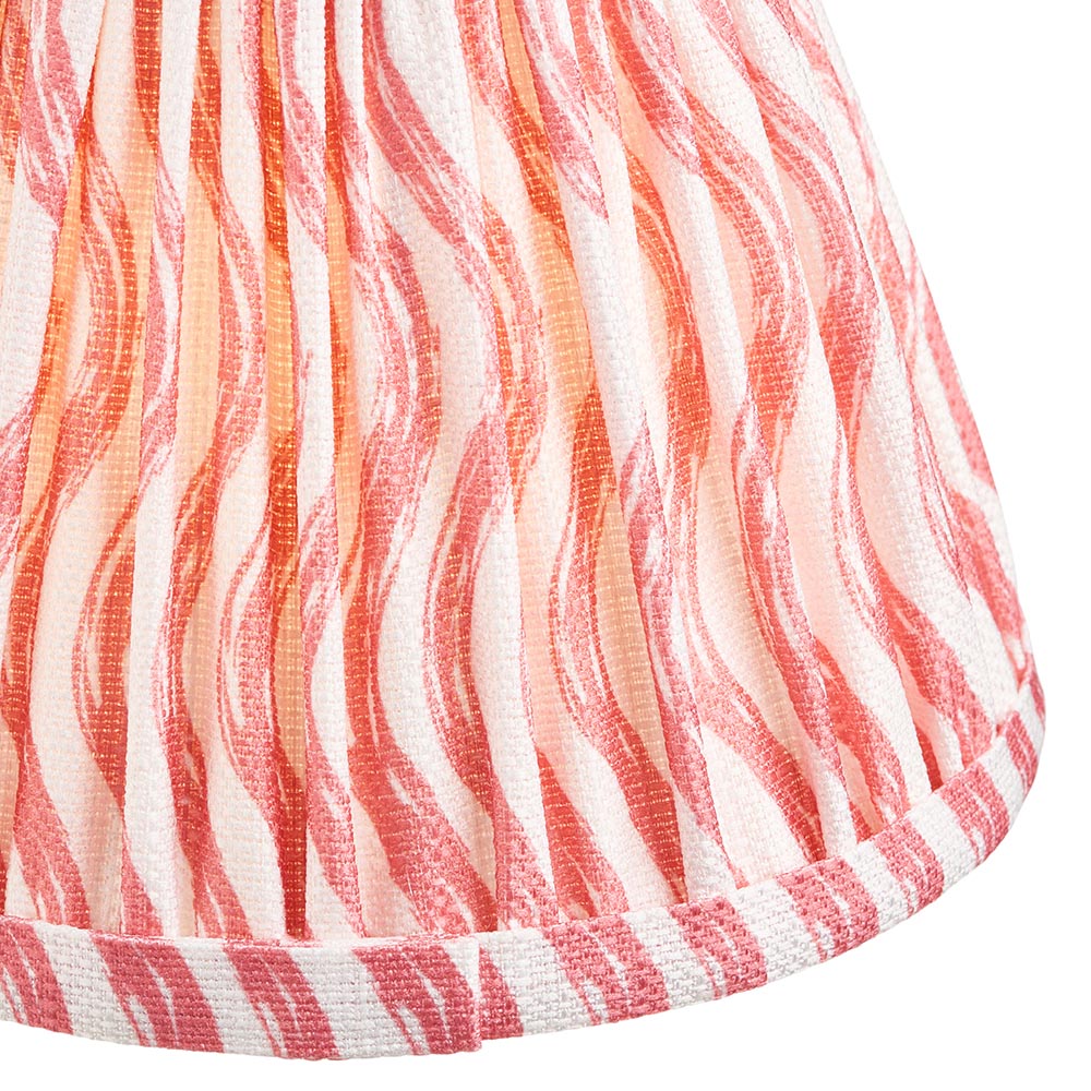 Wood Fold And Ripple 16cm Coral Pink Shade Wall Light In Brushed Aged Brass