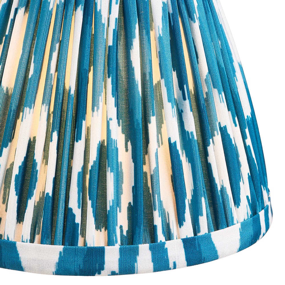 Wood Fold And Ikat 16cm Marlin Blue Shade Wall Light In Brushed Aged Brass