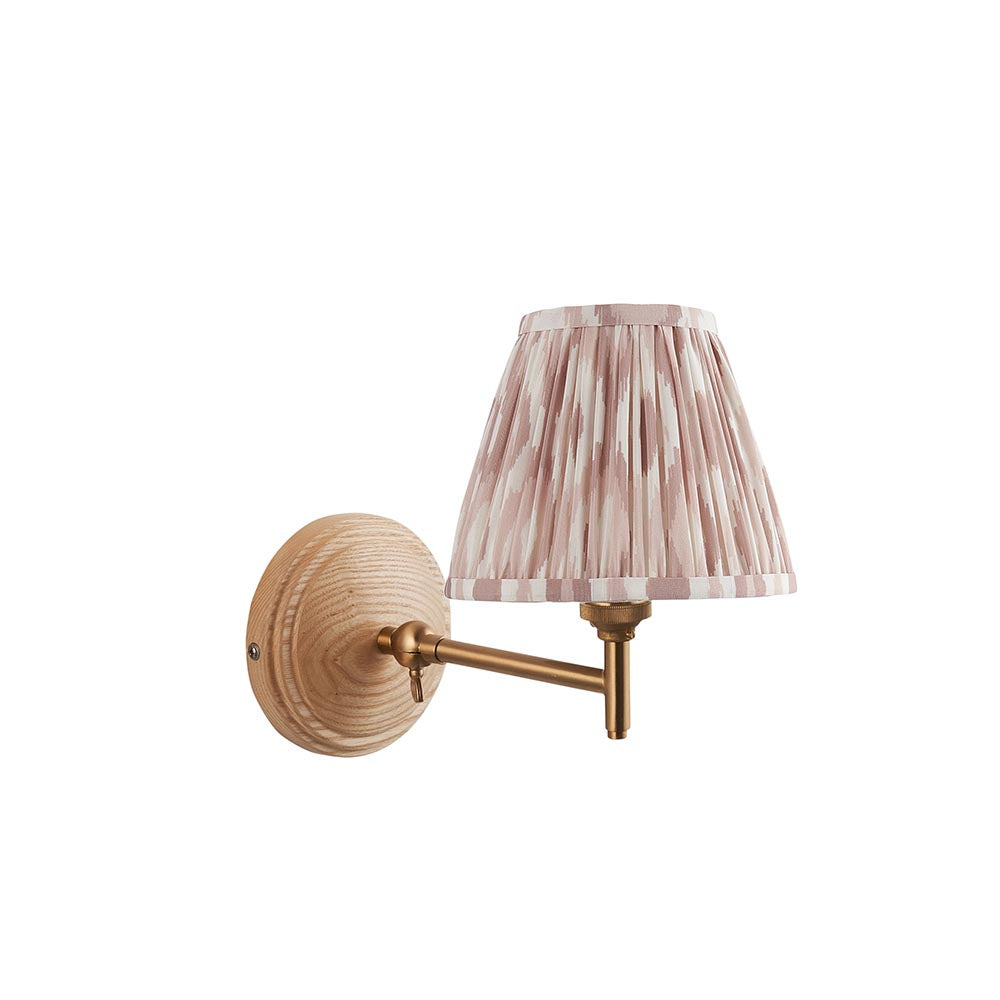 Wood Fold And Ikat 16cm Neutral Shade Wall Light In Brushed Aged Brass