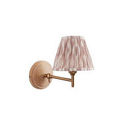 Wood Fold And Ikat 16cm Neutral Shade Wall Light In Brushed Aged Brass