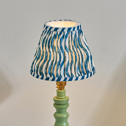 Bibury And Ripple 16cm Marlin Blue Fabric Shade Table Lamp In Satin Cotswold Green