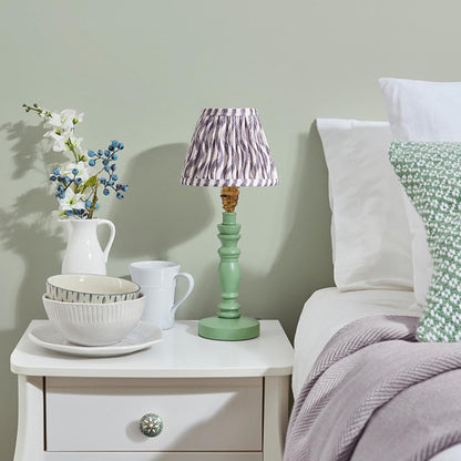 Bibury And Ripple 16cm Pearl Grey Fabric Shade Table Lamp In Satin Cotswold Green
