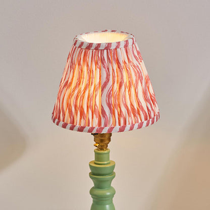 Bibury And Ripple 16cm Coral Pink Fabric Shade Table Lamp In Satin Cotswold Green