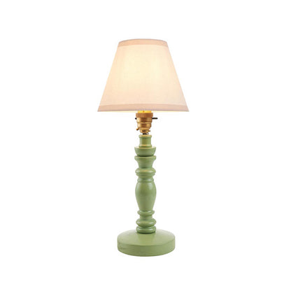 Bibury And Ivy 16cm Vintage White Fabric Shade Table Lamp In Satin Cotswold Green