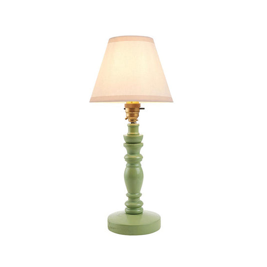 Bibury And Ivy 16cm Vintage White Fabric Shade Table Lamp In Satin Cotswold Green