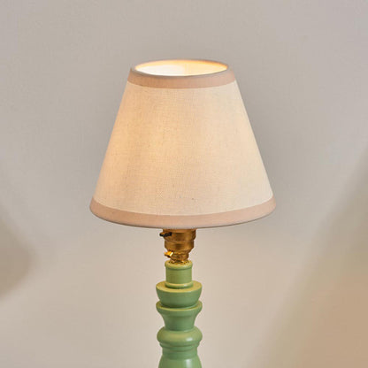 Bibury And Ivy 16cm Vintage White Fabric Shade Table Lamp In Satin Cotswold Green