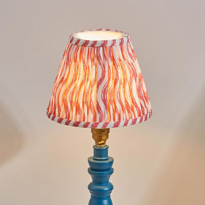 Bibury And Ripple 16cm Coral Pink Fabric Shade Table Lamp In Satin Marlin Blue