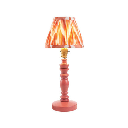Bibury And Zigzag 16cm Apricot Orange Fabric Shade Table Lamp In Satin Pink Clay