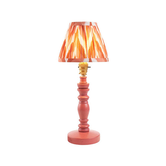 Bibury And Zigzag 16cm Apricot Orange Fabric Shade Table Lamp In Satin Pink Clay