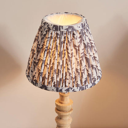 Bibury And Leaf 16cm Pearl Grey Fabric Shade Table Lamp In Natural Ash