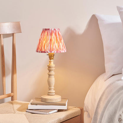 Bibury And Ikat 16cm Coral Pink Fabric Shade Table Lamp In Natural Ash