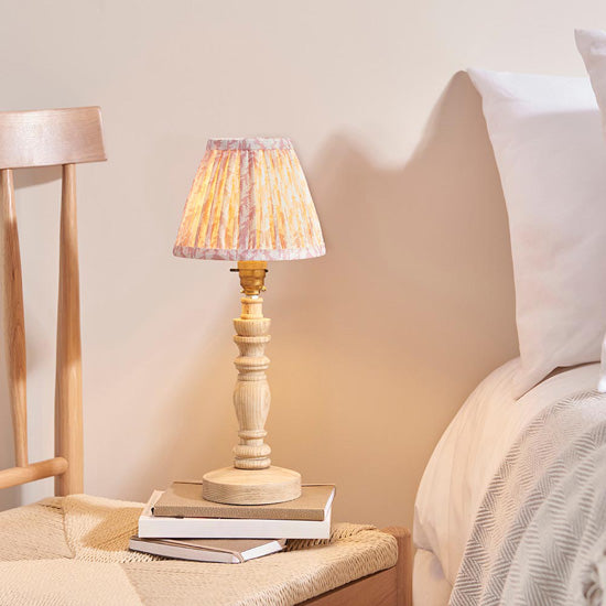 Bibury And Leaf 16cm Peachy Keen Fabric Shade Table Lamp In Natural Ash