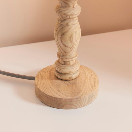 Bibury And Zigzag 16cm Apricot Orange Fabric Shade Table Lamp In Natural Ash