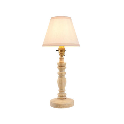Bibury And Ivy 16cm Vintage White Fabric Shade Table Lamp In Natural Ash
