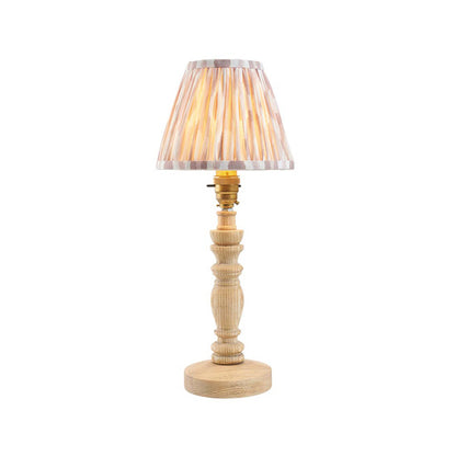 Bibury And Ikat 16cm Neutral Fabric Shade Table Lamp In Natural Ash