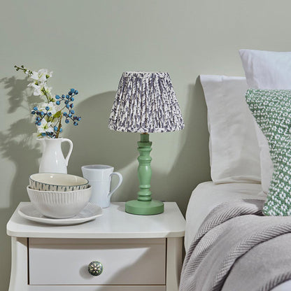 Bibury And Leaf 20cm Pearl Grey Fabric Shade Table Lamp In Satin Cotswold Green