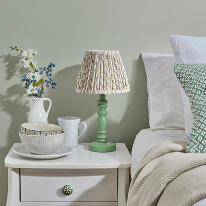 Bibury And Leaf 20cm Herb Garden Green Fabric Shade Table Lamp In Satin Cotswold Green