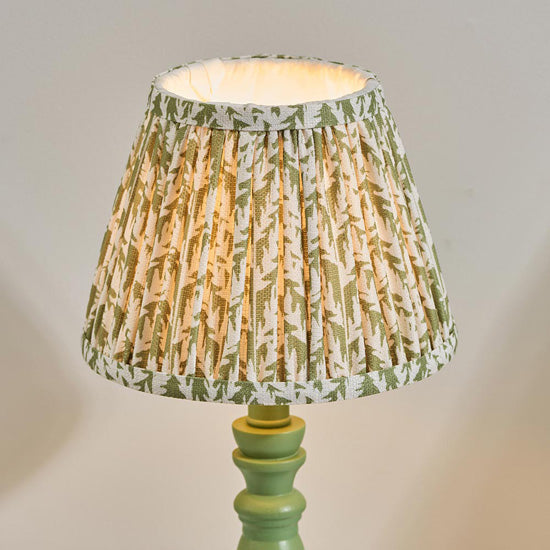Bibury And Leaf 20cm Herb Garden Green Fabric Shade Table Lamp In Satin Cotswold Green