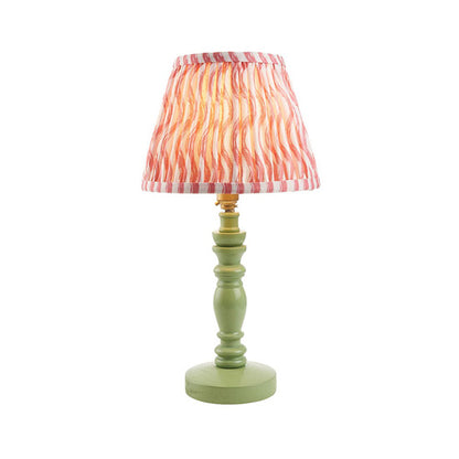 Bibury And Ripple 20cm Coral Pink Fabric Shade Table Lamp In Satin Cotswold Green