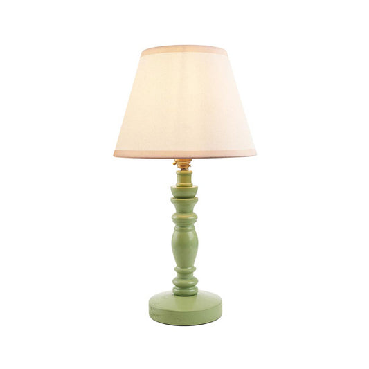 Bibury And Ivy 20cm Vintage White Fabric Shade Table Lamp In Satin Cotswold Green