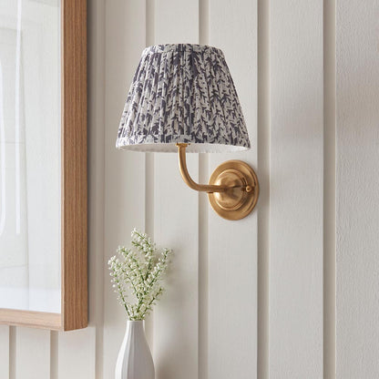 Dome Arc And Leaf 20cm Pearl Grey Shade Wall Light In Brushed Aged Brass