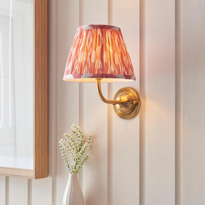 Dome Arc And Ikat 20cm Coral Pink Shade Wall Light In Brushed Aged Brass