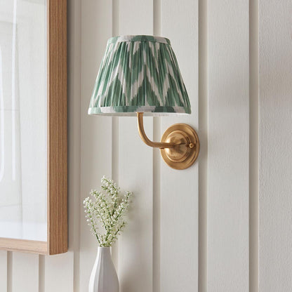 Dome Arc And Zigzag 20cm Cotswold Green Shade Wall Light In Brushed Aged Brass