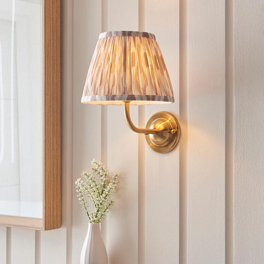 Dome Arc And Ikat 20cm Neutral Shade Wall Light In Brushed Aged Brass