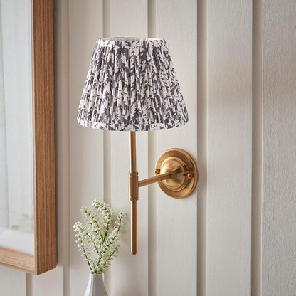 Dome T Bar And Leaf 20cm Pearl Grey Shade Wall Light In Brushed Aged Brass