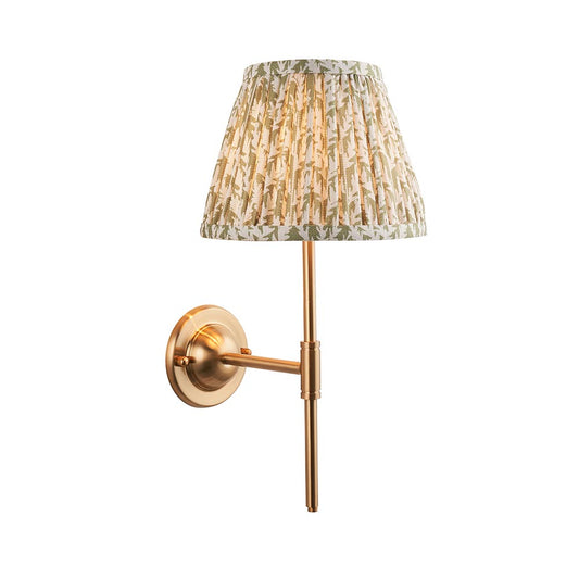 Dome T Bar And Leaf 20cm Herb Garden Green Shade Wall Light In Brushed Aged Brass