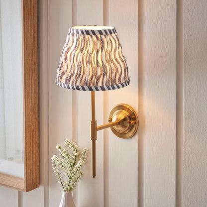 Dome T Bar And Ripple 20cm Pearl Grey Shade Wall Light In Brushed Aged Brass