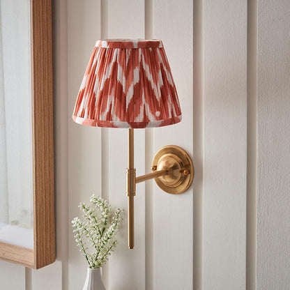 Dome T Bar And Zigzag 20cm Apricot Orange Shade Wall Light In Brushed Aged Brass