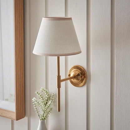 Dome T Bar And Ivy 20cm Vintage White Shade Wall Light In Brushed Aged Brass