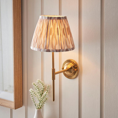 Dome T Bar And Ikat 20cm Neutral Shade Wall Light In Brushed Aged Brass