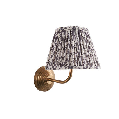Obelisk Arc And Leaf 20cm Pearl Grey Shade Wall Light In Brushed Aged Brass