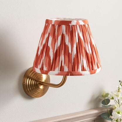 Obelisk Arc And Zigzag 20cm Apricot Orange Shade Wall Light In Brushed Aged Brass