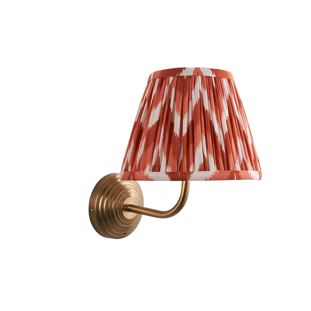 Obelisk Arc And Zigzag 20cm Apricot Orange Shade Wall Light In Brushed Aged Brass