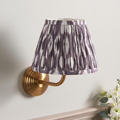 Obelisk Arc And Ikat 20cm Pearl Grey Shade Wall Light In Brushed Aged Brass