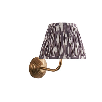 Obelisk Arc And Ikat 20cm Pearl Grey Shade Wall Light In Brushed Aged Brass