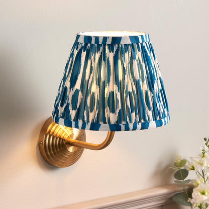 Obelisk Arc And Ikat 20cm Marlin Blue Shade Wall Light In Brushed Aged Brass