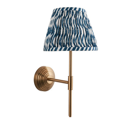 Obelisk T Bar And Ripple 20cm Marlin Blue Shade Wall Light In Brushed Aged Brass