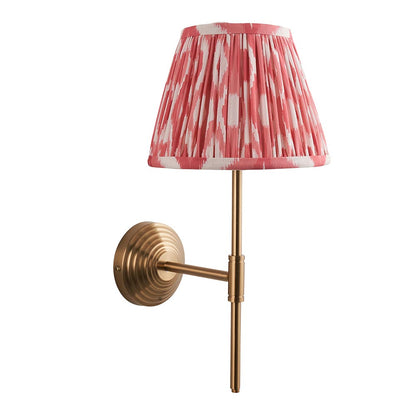 Obelisk T Bar And Ikat 20cm Coral Pink Shade Wall Light In Brushed Aged Brass