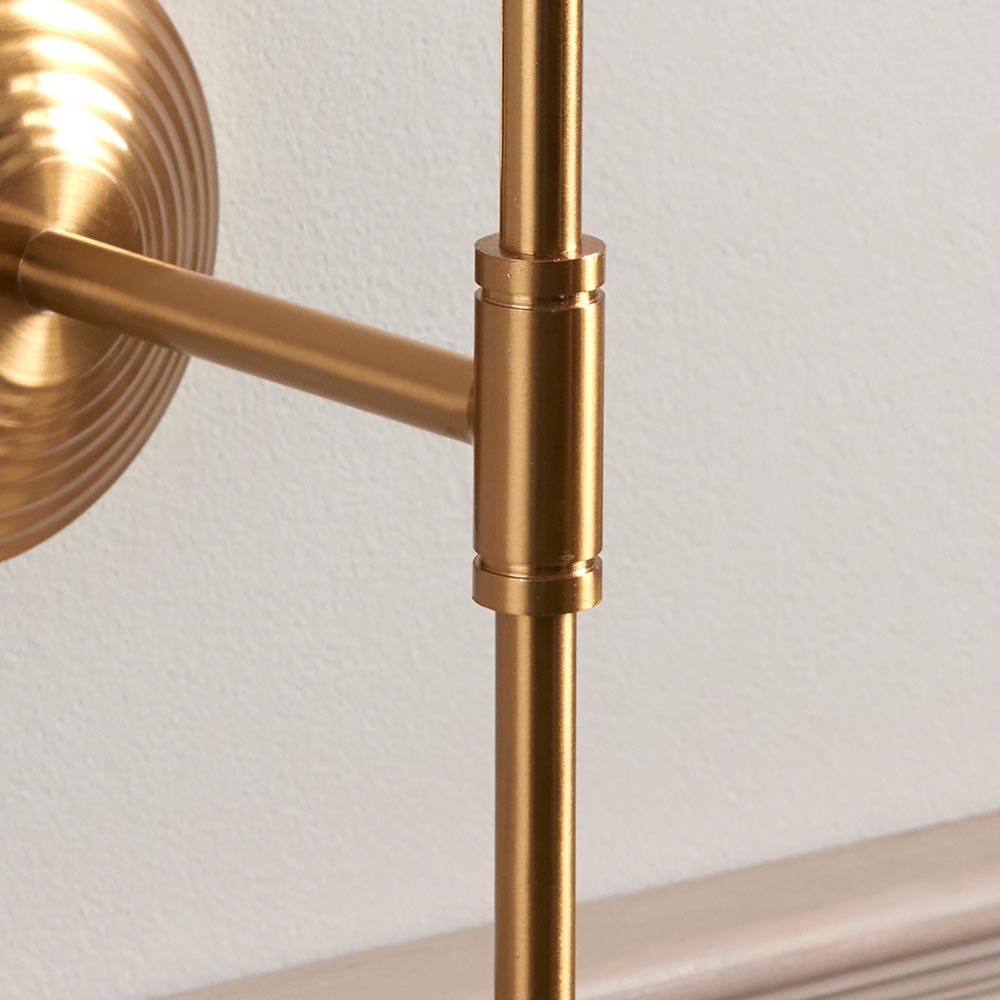 Obelisk T Bar And Leaf 20cm Herb Garden Green Shade Wall Light In Brushed Aged Brass