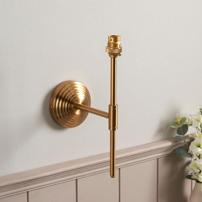 Obelisk T Bar And Ripple 20cm Pearl Grey Shade Wall Light In Brushed Aged Brass