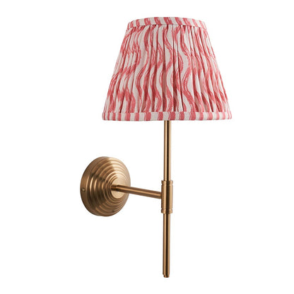Obelisk T Bar And Ripple 20cm Coral Pink Shade Wall Light In Brushed Aged Brass