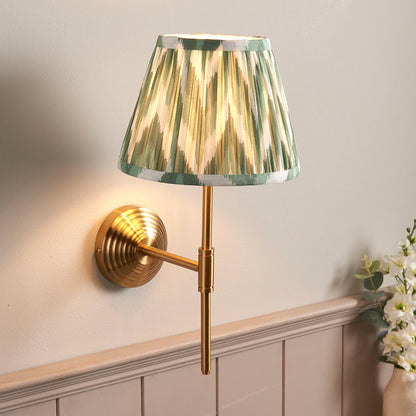 Obelisk T Bar And Zigzag 20cm Cotswold Green Shade Wall Light In Brushed Aged Brass