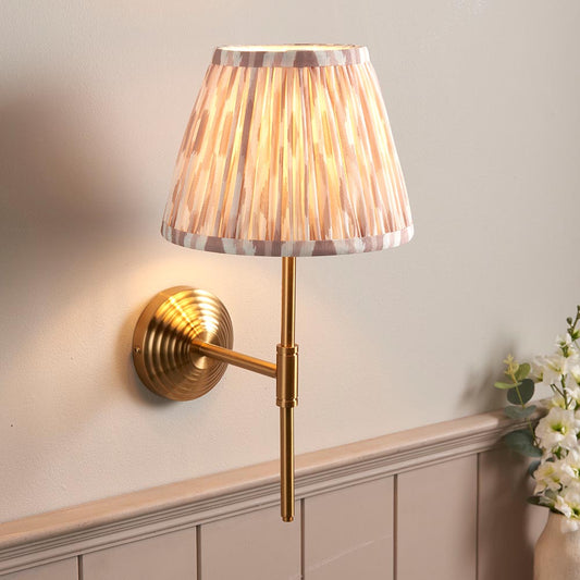 Obelisk T Bar And Ikat 20cm Neutral Shade Wall Light In Brushed Aged Brass