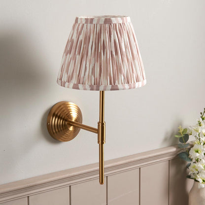 Obelisk T Bar And Ikat 20cm Neutral Shade Wall Light In Brushed Aged Brass