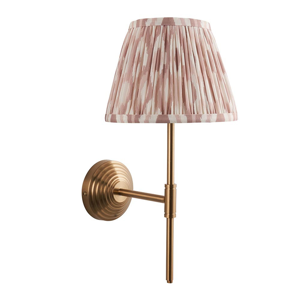 Obelisk T Bar And Ikat 20cm Neutral Shade Wall Light In Brushed Aged Brass