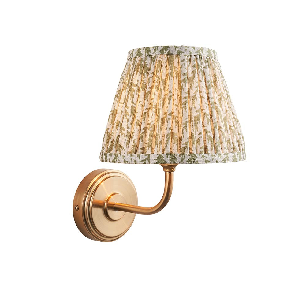 Step Arc And Leaf 20cm Herb Garden Green Shade Wall Light In Brushed Aged Brass